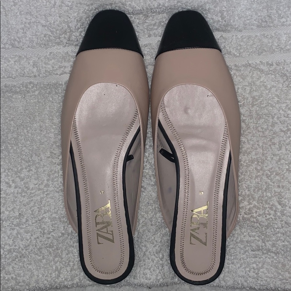 Beige & Black Mules